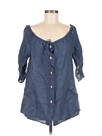 PaperWhite 3/4 Sleeve Button-Down Shirt (view 1)