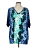 JM Collection Blue Short Sleeve Blouse Size L - photo 1