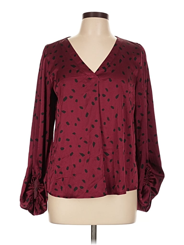 Pre-owned Mine Long Sleeve Blouse In Burgundy