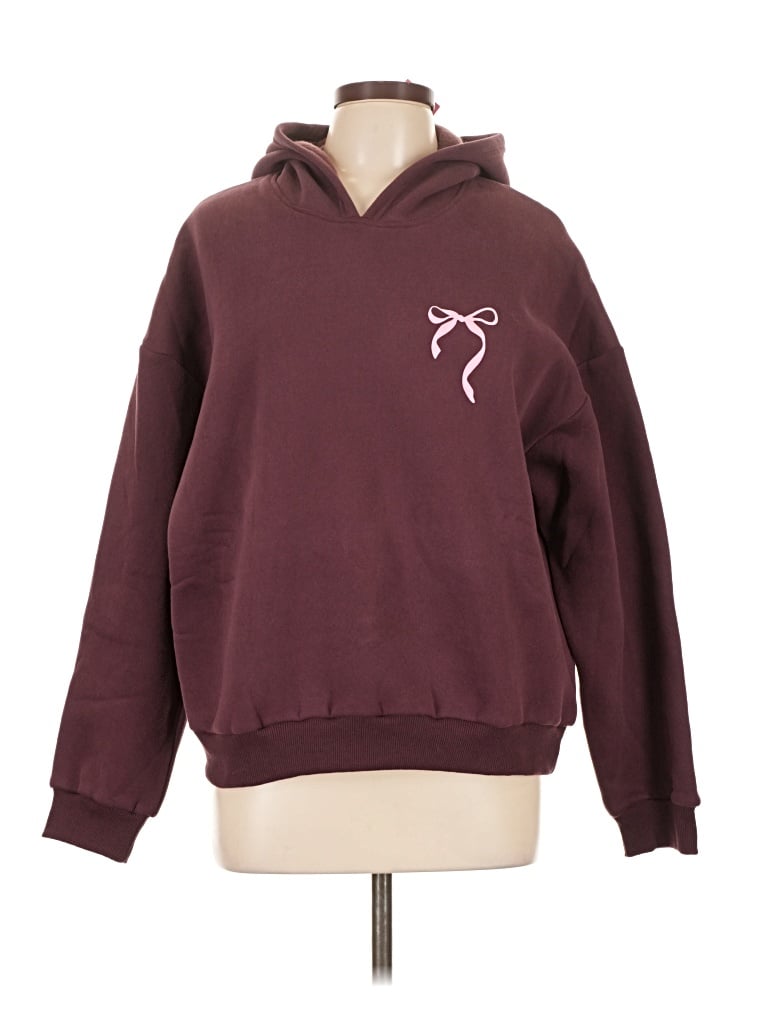 Pre-owned Edikted Pullover Hoodie In Burgundy