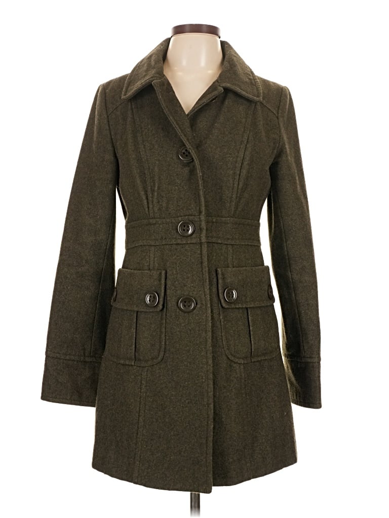 Pre-owned Tulle Wool Coat In Green