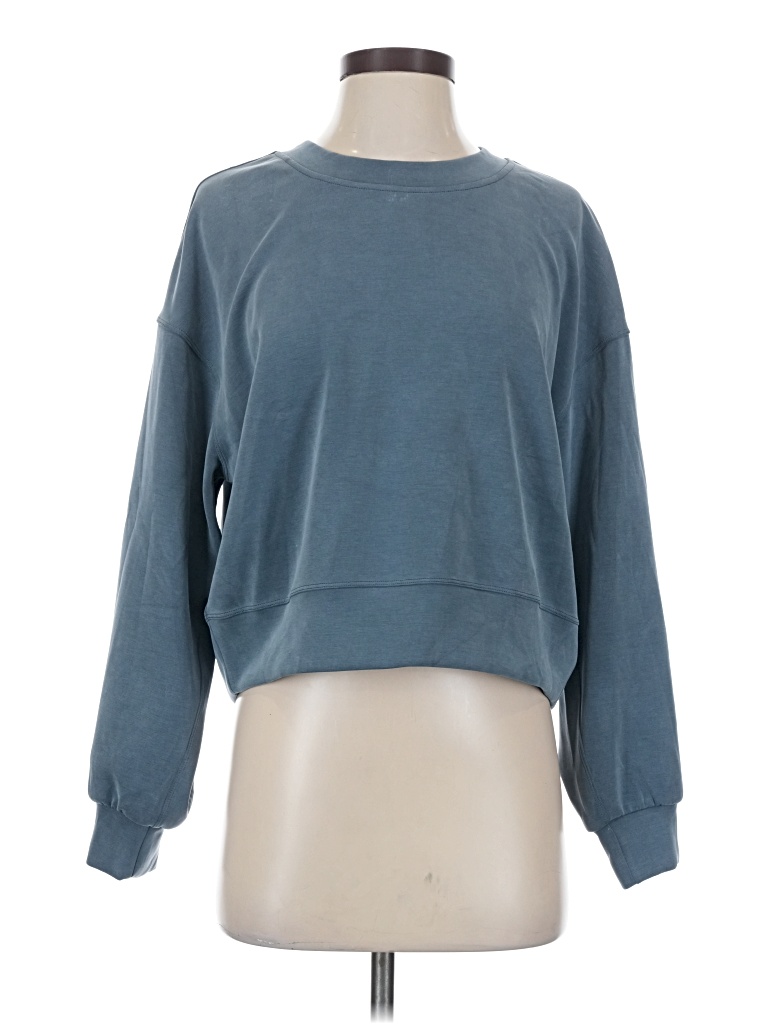 Pre-owned Lululemon Athletica Long Sleeve Top Blue Crew Neck Tops