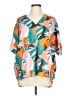 Jodifl 100% Polyester Tropical Orange Short Sleeve Blouse Size L - photo 1