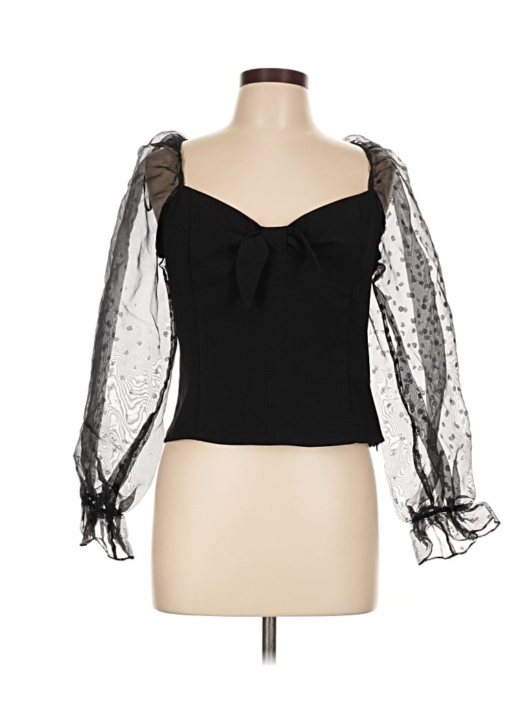 Pre-owned Lulus 3/4 Sleeve Blouse In Black