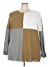 Unbranded 100% Acrylic Color Block Brown Tan Pullover Sweater Size 3X - photo 1