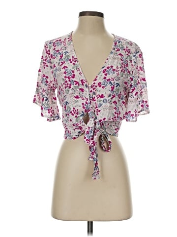 Aqua Short Sleeve Blouse (view 1)
