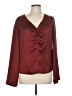 Express 100% Polyester Burgundy Long Sleeve Blouse Size M - photo 1
