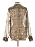 Lands' End 100% Polyester Animal Print Gold Long Sleeve Blouse Size L - photo 2