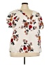 Shein Curve 100% Polyester Floral Ivory White Short Sleeve Blouse Size 4X - photo 1