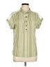 Assorted Brands Stripes Green Short Sleeve Blouse Size L - photo 1