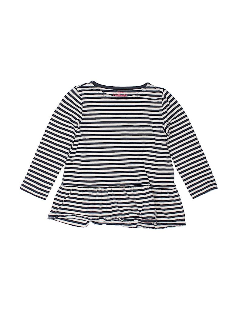 Crewcuts 100% Cotton Stripes Navy Blue 3/4 Sleeve Top Size 8 - photo 1