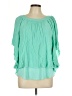 Justify 100% Rayon Green 3/4 Sleeve Blouse Size L - photo 1