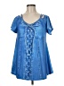 Unbranded Blue Short Sleeve Blouse Size M - photo 1
