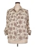 Elementz 100% Polyester Animal Print Ivory 3/4 Sleeve Blouse Size 2X - photo 1