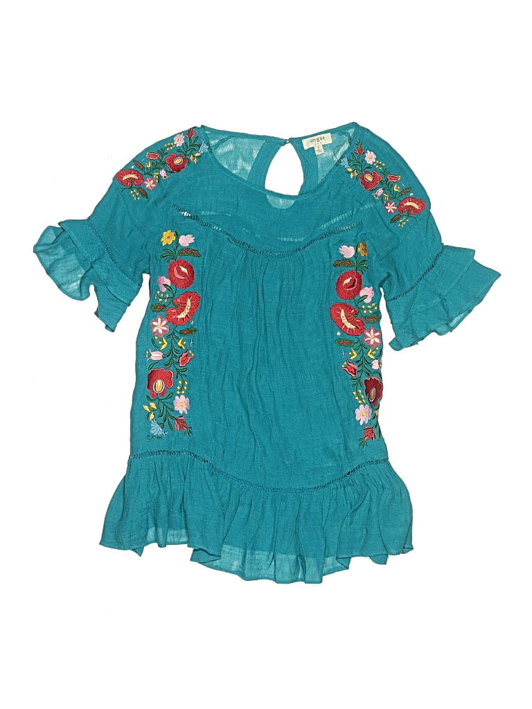 Pre-owned Umgee Short Sleeve Blouse In Blue