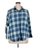 Old Navy 100% Cotton Plaid Blue 3/4 Sleeve Button-Down Shirt Size XXL - photo 1