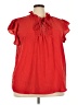 Rouge 100% Polyester Red Short Sleeve Blouse Size 3X - photo 1