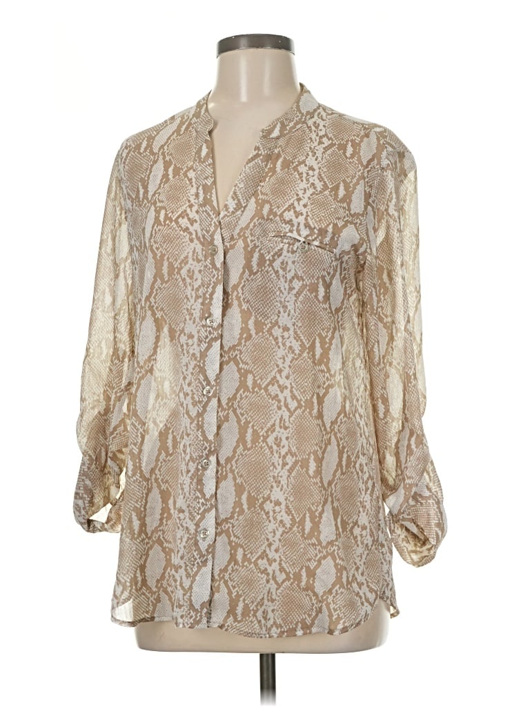 Pre-owned Kut From The Kloth Long Sleeve Blouse In Tan