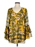 CAbi 100% Polyester Floral Yellow 3/4 Sleeve Blouse Size M - photo 1