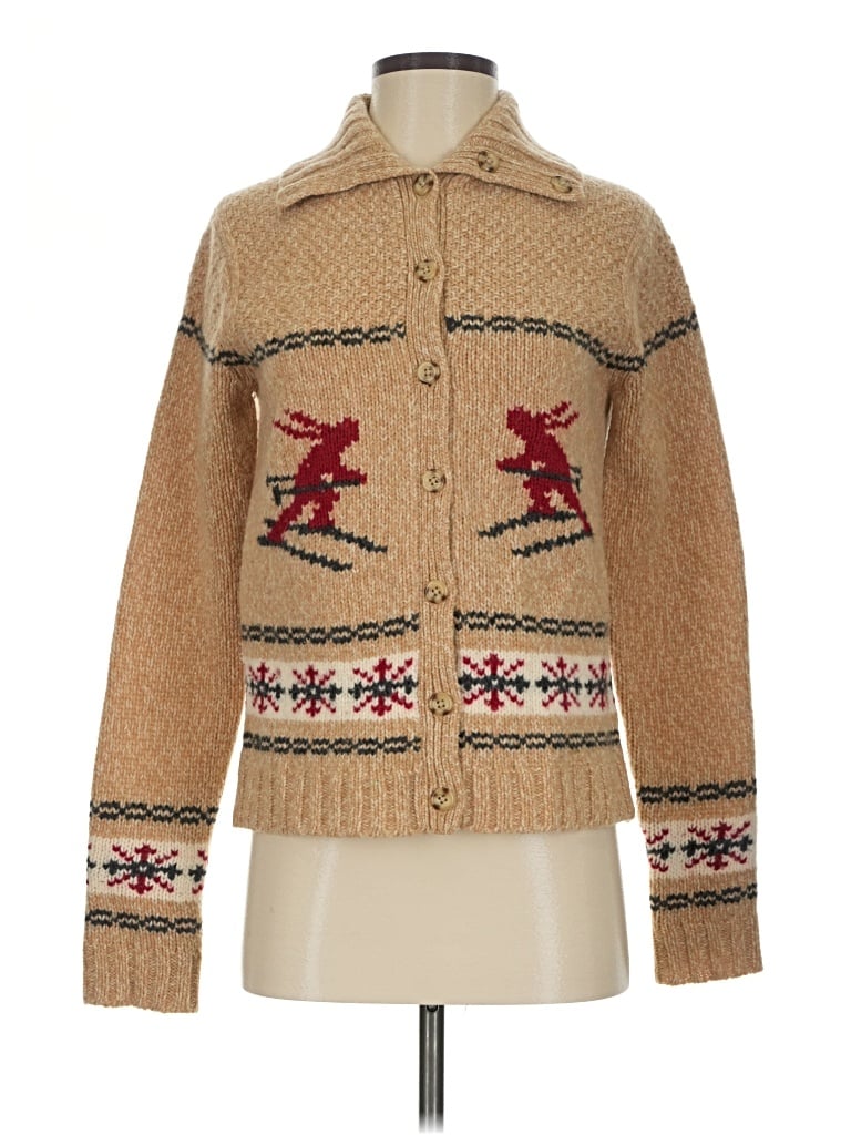 Pre-owned Eddie Bauer Wool Cardigan Sweater In Brown