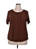 DressBarn 100% Polyester Brown Short Sleeve Blouse Size 22 - 24 - photo 1