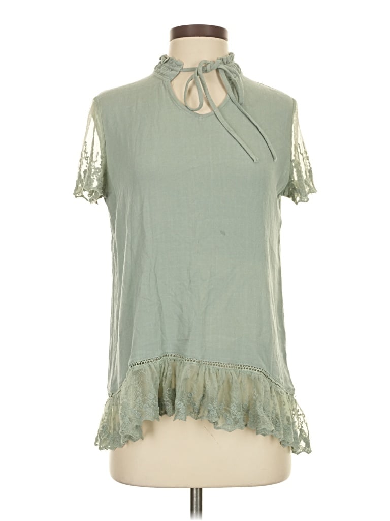 Pre-owned L Love Short Sleeve Blouse In Green