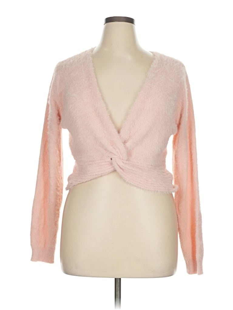 Pre-owned No Comment Cardigan Sweater In Pink