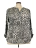 Cathy Animal Print Gray Long Sleeve Blouse Size 3X - photo 1