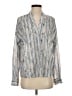 Kenar 100% Polyester Stripes Silver Long Sleeve Blouse Size S - photo 1