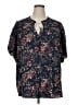 Molly & Isadora 100% Polyester Floral Blue Short Sleeve Blouse Size 1X - photo 1