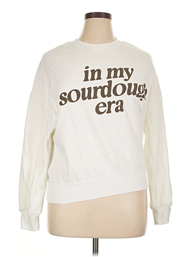 Pre-owned Grayson Threads Long Sleeve Top Ivory Crew Neck Tops In White