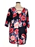 Acting Pro Floral Black Short Sleeve Blouse Size 1X - photo 2