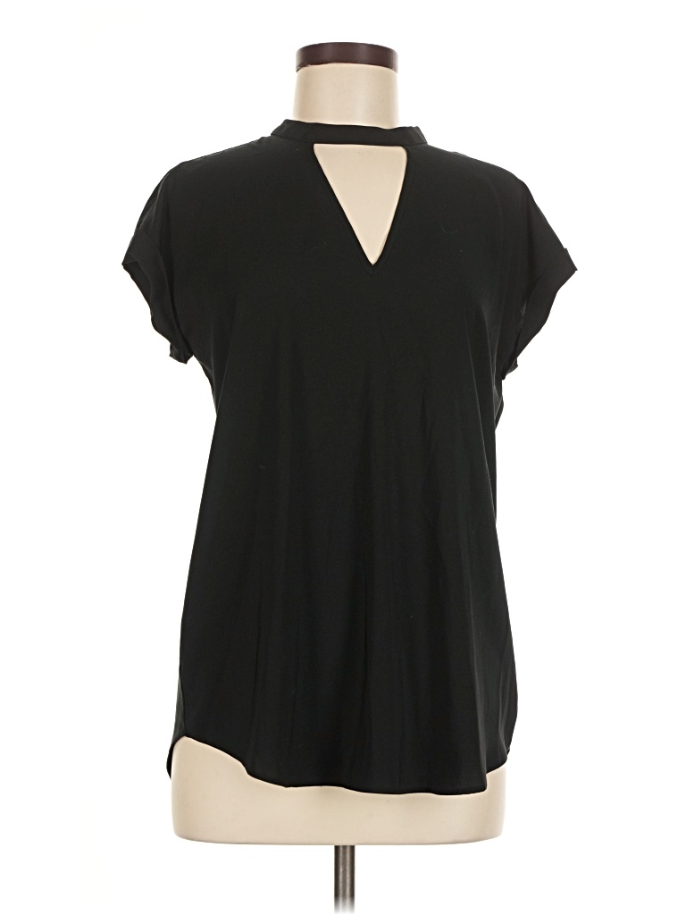 Pre-owned Express Short Sleeve Top Black Keyhole Neckline Tops