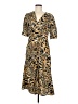 Topshop 100% Polyester Animal Print Gold Brown Casual Dress Size 8 - photo 1