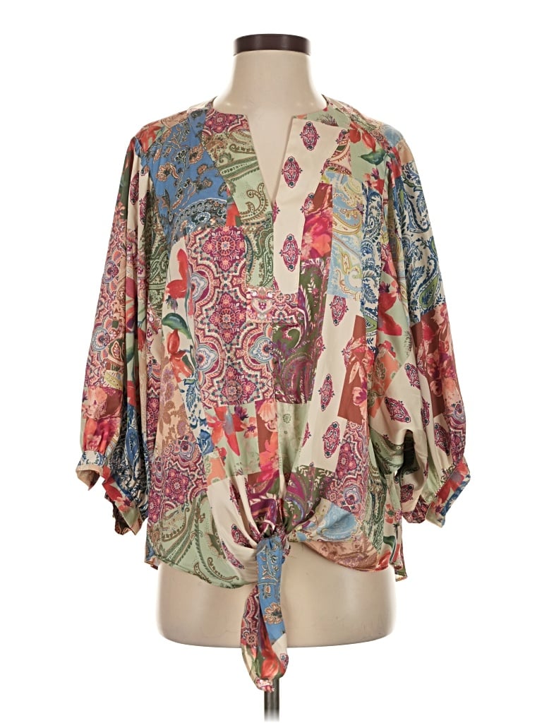 Pre-owned Chico's 3/4 Sleeve Blouse In Brown