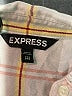Express 100% Rayon Plaid Ivory Long Sleeve Button-Down Shirt Size XXS - photo 7