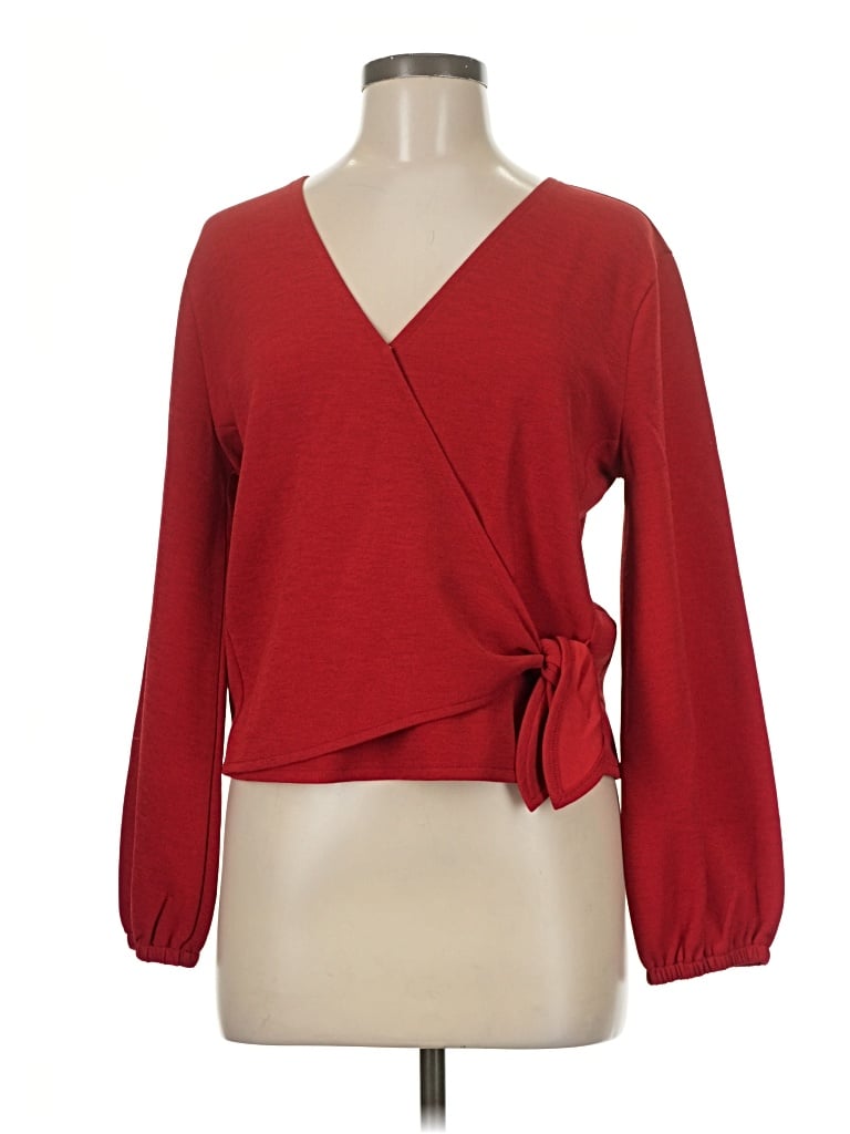 Pre-owned Texture & Thread Madewell Long Sleeve Blouse In Red