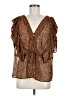 Topshop 100% Polyester Animal Print Brown Short Sleeve Blouse Size 8 - photo 1