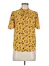 T Tahari 100% Polyester Floral Yellow Short Sleeve Blouse Size M (estimated) - photo 1