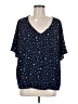 La Miel 100% Polyester Stars Blue Short Sleeve Blouse Size M - photo 1