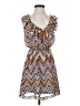 Teeze Me 100% Polyester Chevron-herringbone Blue Brown Casual Dress Size 3 - photo 1