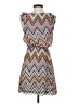 Teeze Me 100% Polyester Chevron-herringbone Blue Brown Casual Dress Size 3 - photo 2