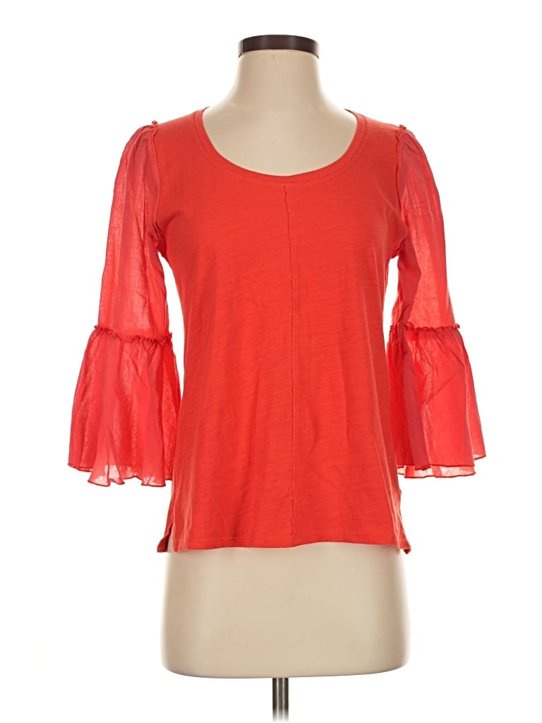 Pre-owned Bordeaux 3/4 Sleeve Top Red Sweetheart Neckline Tops