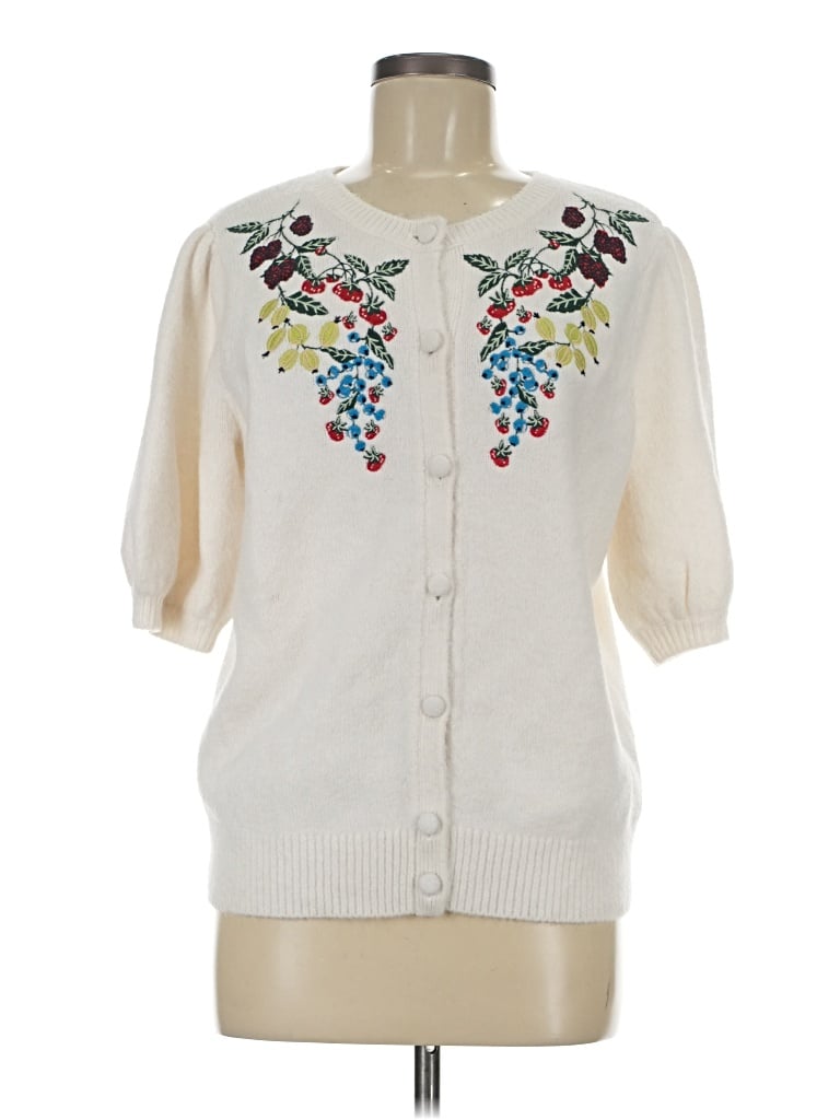 Pre-owned Boden Cardigan Sweater In White