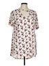 White Birch Floral Ivory Short Sleeve Blouse Size L - photo 1