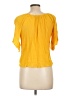 I.N. Studio 100% Rayon Yellow Short Sleeve Blouse Size L (petite) - photo 2