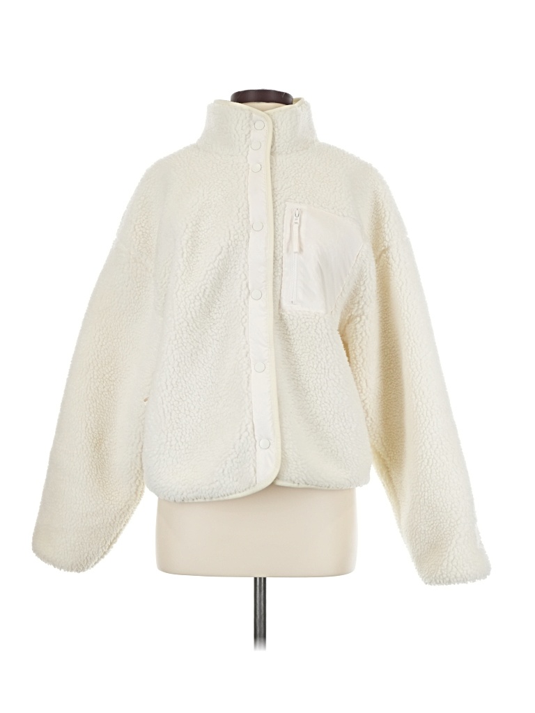 Pre-owned Fabletics Faux Fur Jacket In White