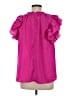 Glam 100% Polyester Pink Short Sleeve Blouse Size M - photo 2