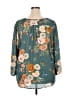 Monday Fun 100% Polyester Floral Teal 3/4 Sleeve Blouse Size 2X - photo 2