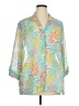 Cathy Daniels 100% Polyester Tropical Teal 3/4 Sleeve Blouse Size 1X - photo 1